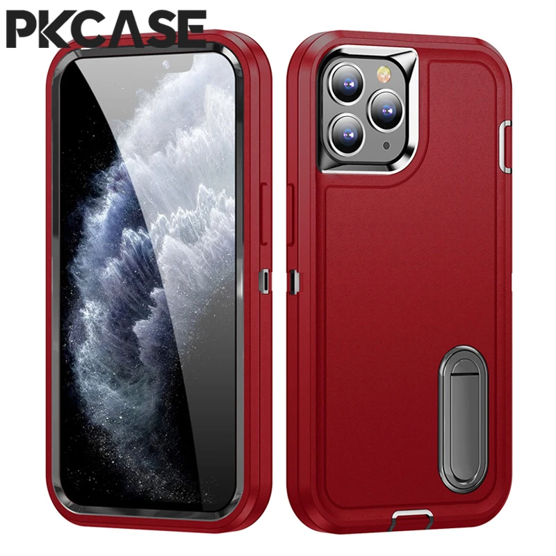 PKCASE Shockproof Case For iPhone 13 Mini 12 11 Pro Max 6 7 8 Plus Bracket Protective Cover For iPhone X XS XR SE 2020 2022