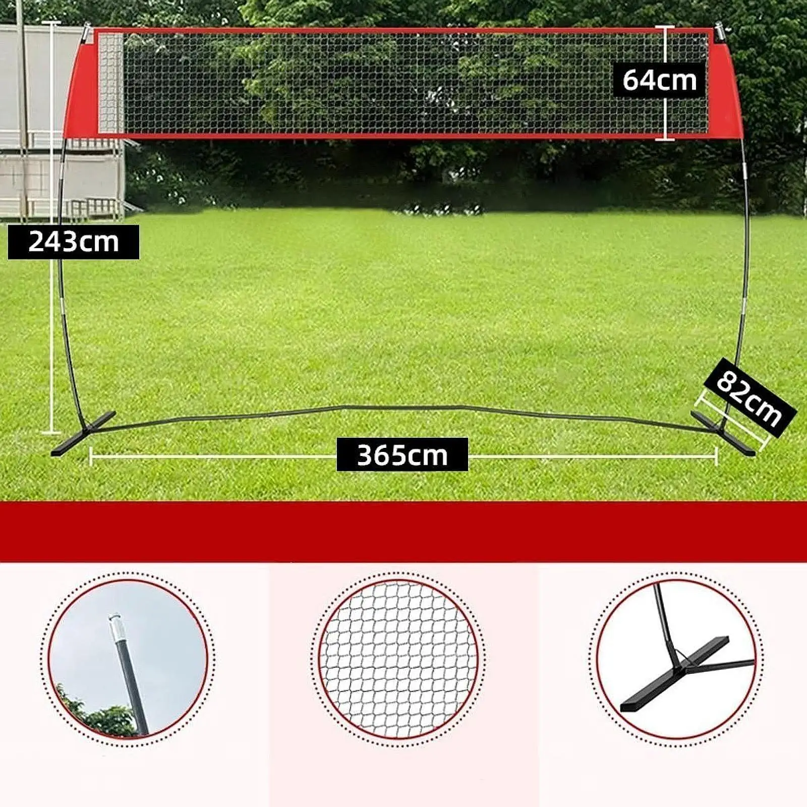 Volleyball Training Net Portable Sturdy Lightweight Easy Setup Adjustable Height Volleyball Net for Serving Hitting Spiking