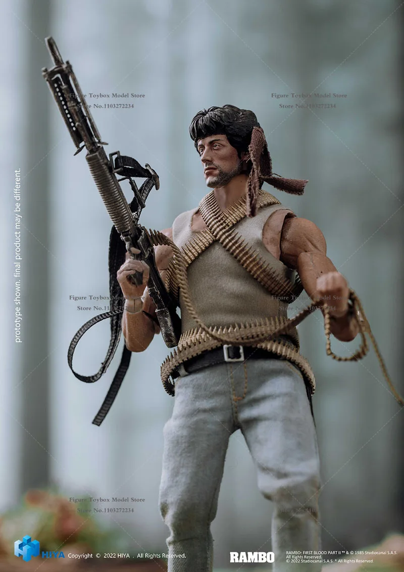 HiYA Tough Guy Movable Action Figure, Mini Modelo de Arma, Soldado Masculino, Conjunto Completo, Requintado Super Série, Rambo, 1:12, 6