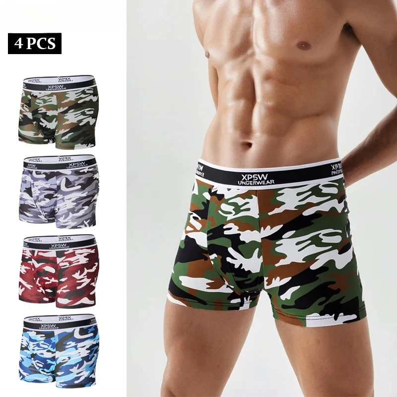 

4 шт. мужские трусы, ультрамягкое нижнее белье, модные удобные боксеры с эластичным поясом для мужского нижнего белья.