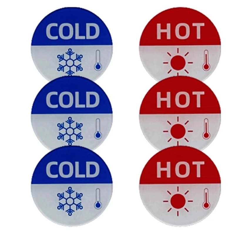 6pcs/set Easy to Use Water Temperature Labels Temperature Stickers Quick Identification Stickers Clearly Mark Hot & Cold