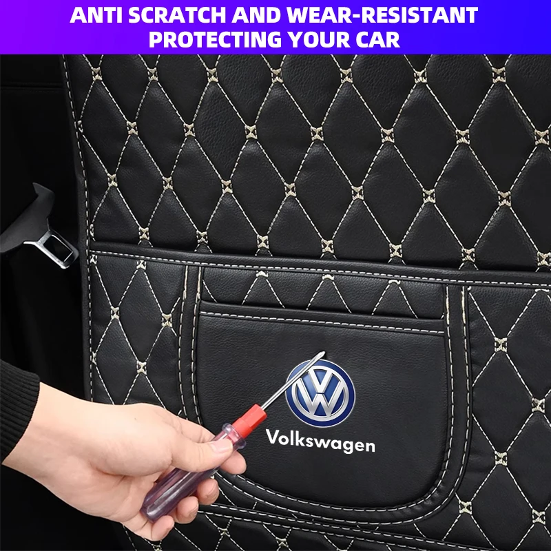 Car Goods Seat Back Anti Kick Pad Auto Leather Interior Accessories For VW GTI Atlas Jetta Touareg Variant Golf Polo Taos Passat