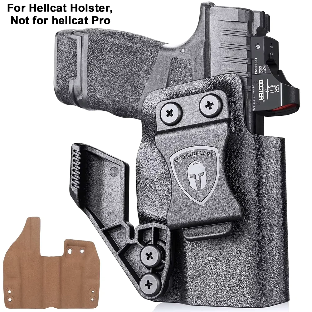 

Only Hellcat Holster,Not Fit Hellcat Pro,IWB Kydex Holster with Leather Inside,Red Dot Optic Cut, Claw Attachement Conceal carry