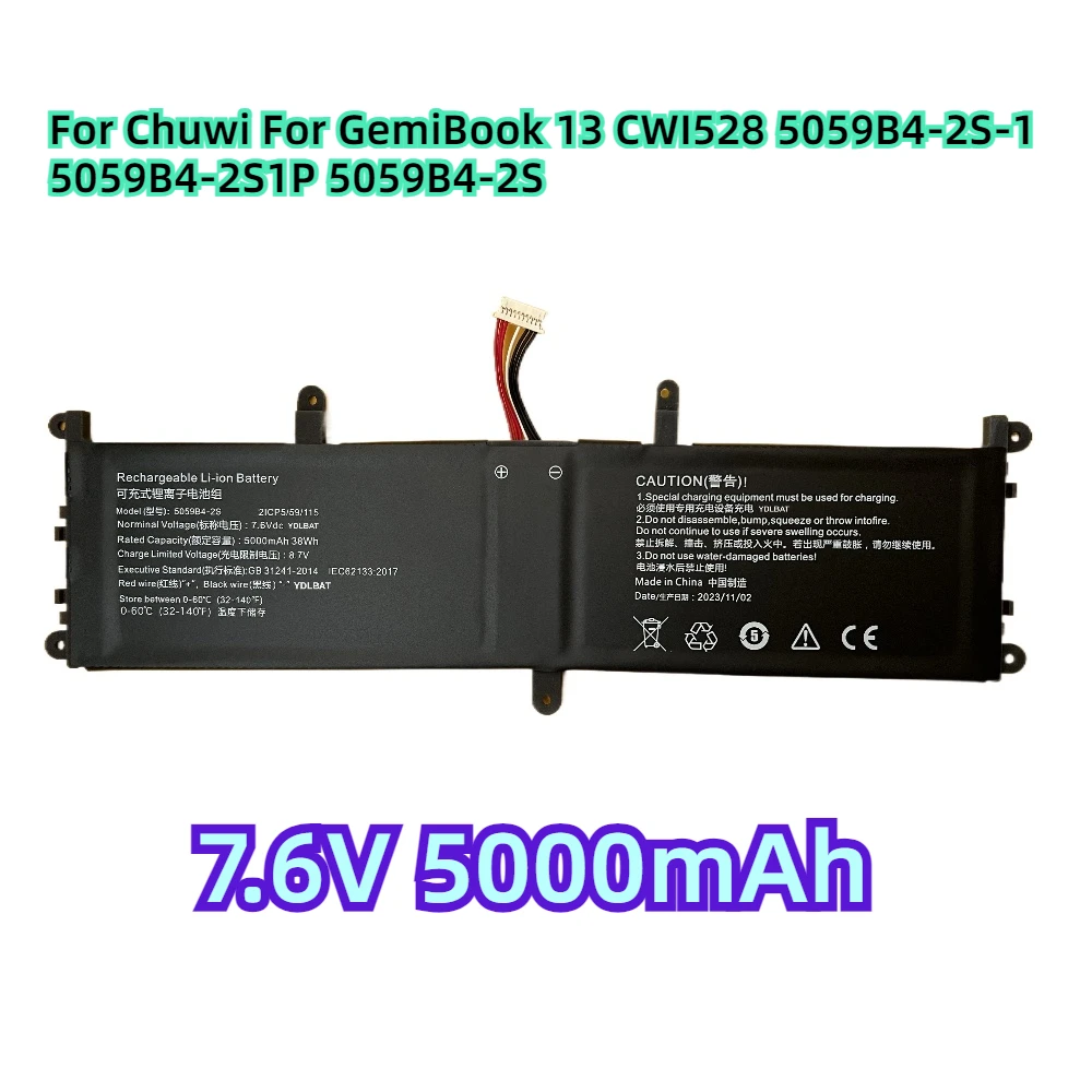 

For Chuwi For GemiBook 13 CWI528 5059B4-2S-1 5059B4-2S1P 5059B4-2S Battery For Chuwi 7.6V 5000mAh 38Wh 10PIN 7Lines New