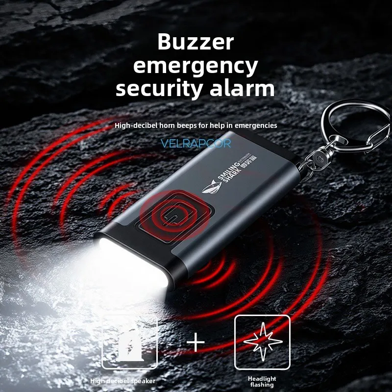 Protective Mini Multifunctional Keychain Light Buzzer Alarm Rechargeable USB Clip On Portable LED Outdoor Emergency Daily Use