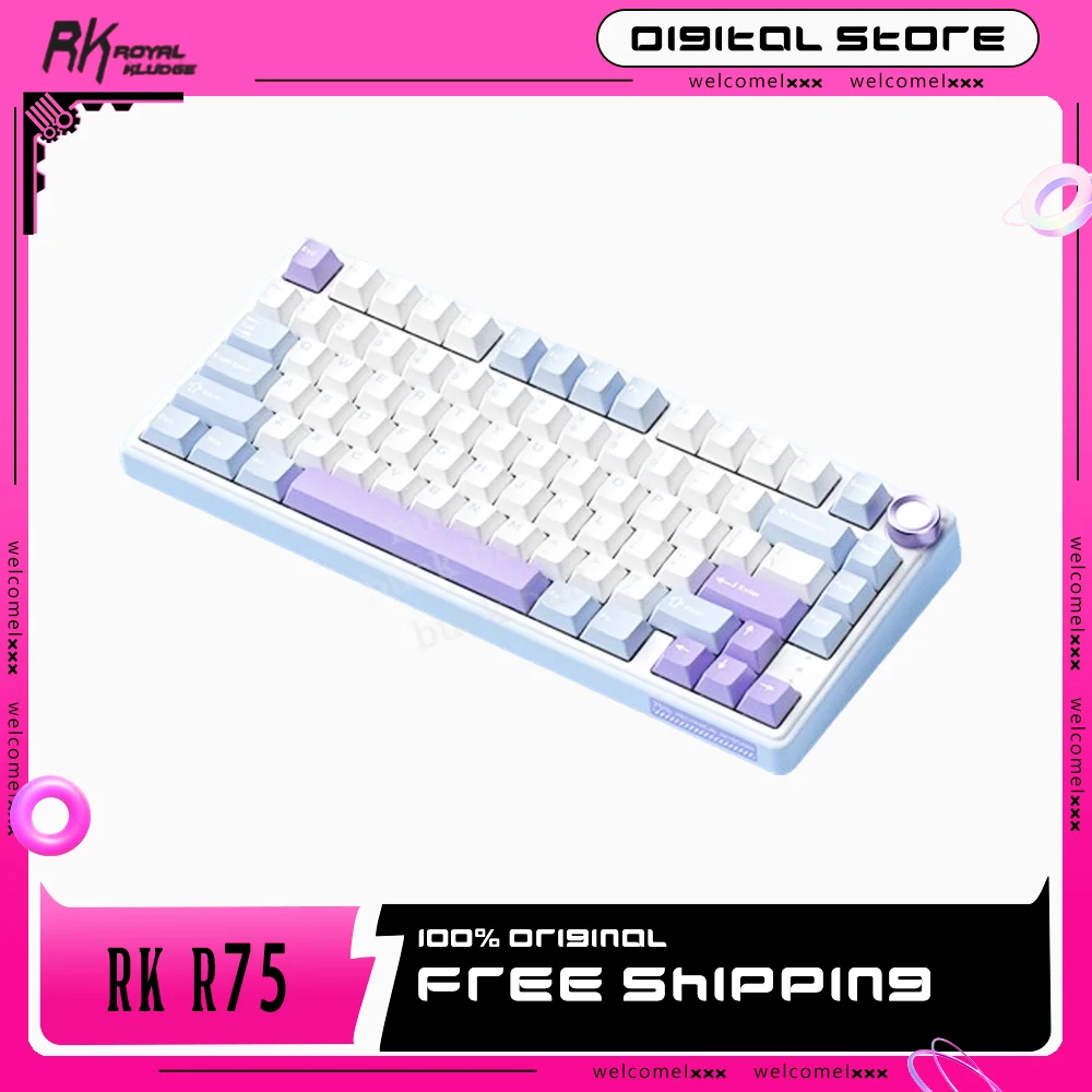 

RKR75 Mechanical Keyboard 81 Keys 2.4G/Bluetooth Wireless Keyboard 3 Mode RGB PBT Hot Swap Gamer Keyboard Backlight Keycap Gift