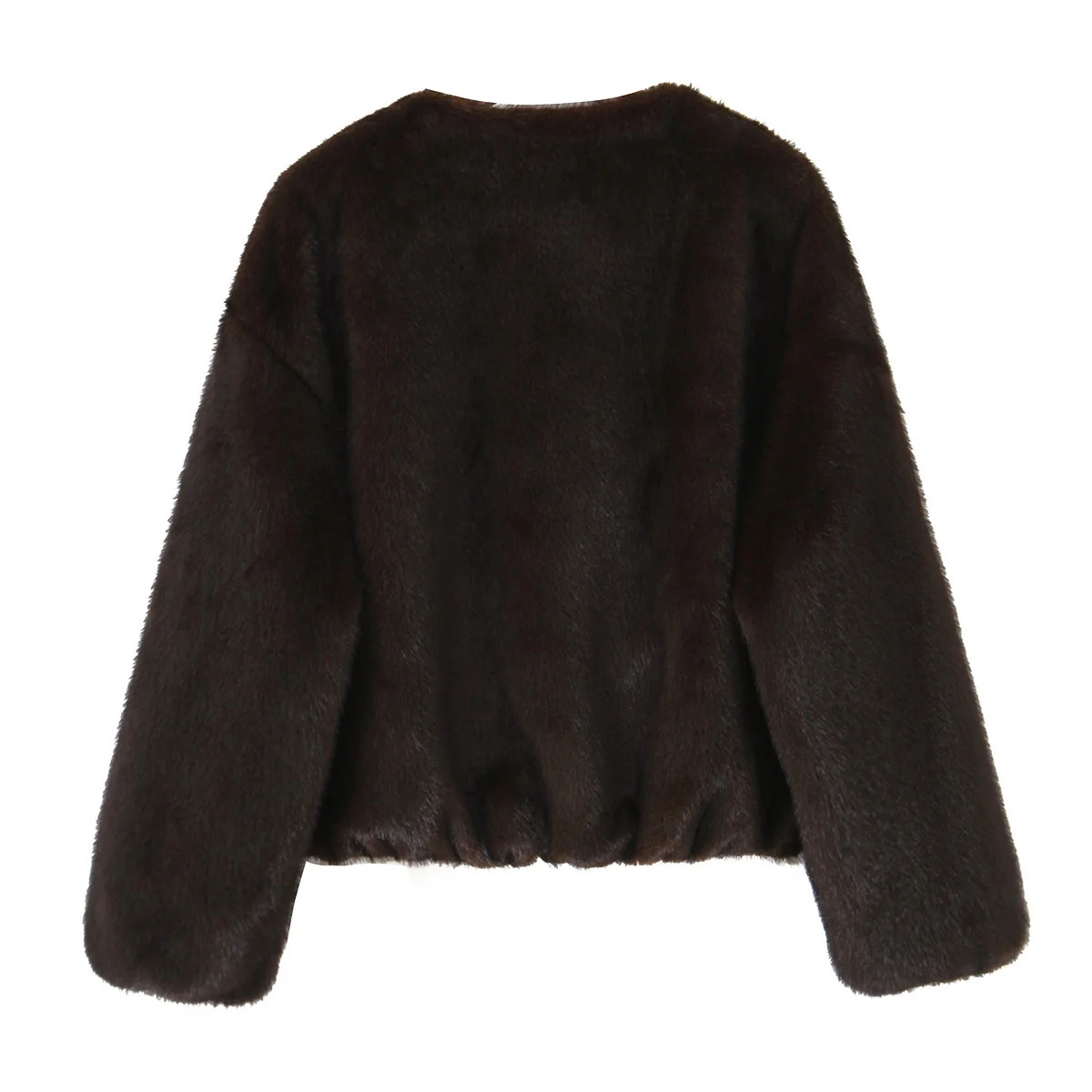 DiYiG WOMAN 2025 Autumn New Fashion Faux Fur Effect Jacket Retro Long Sleeve All Match Round Neck Jacket Outerwear Mujer