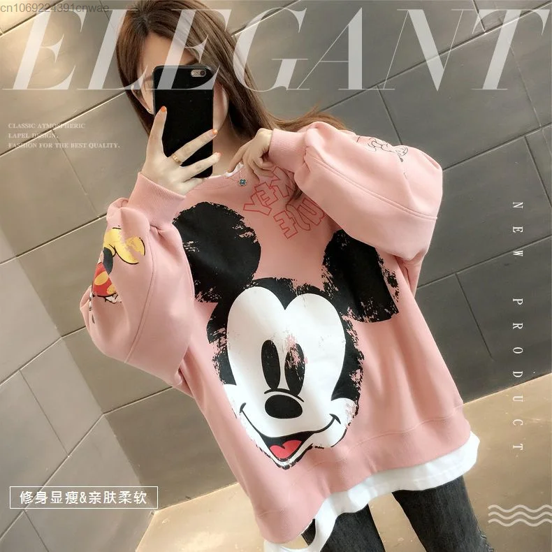 Disney Mickey Mouse Essentials Hoodie Youth Women\'s 2000s Clothes Fashion Long Sleeve Shirt Hip Hop Grunge Yk2 Pullover Tops