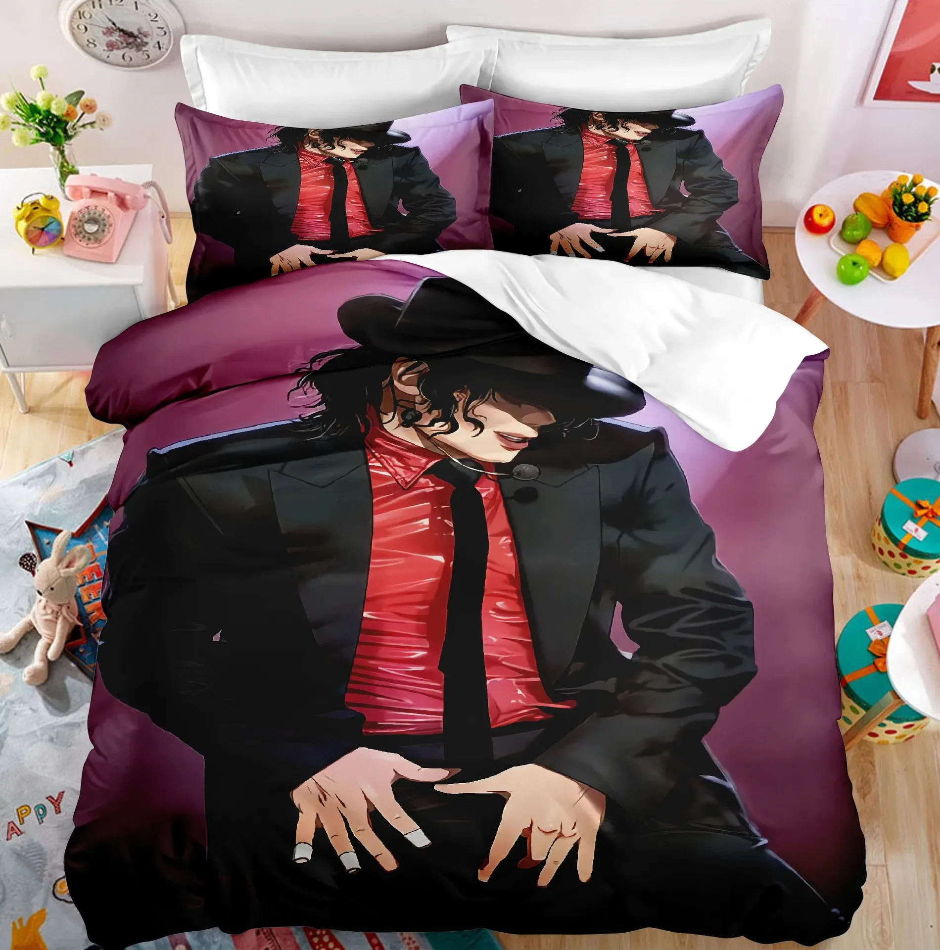 Michael Jackson Bedding Set Single Twin Full King Size Musical Genius Bed Linen Adults Teens Bedroom 200x200cm Duvet Cover Set