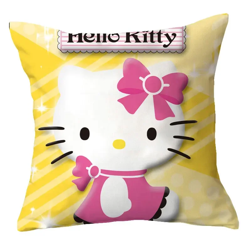 Hello Kitty Kawaii 45x45cm Anime Throw Pillow Covers Sanrios Soft Plush Christmas Decorative Pillowcase Wedding Home Decor Gifts