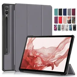 Case For Samsung Galaxy Tab S7 Fe S8 Plus + 12.4 11 SM-T870 X700 X800 T970 T730 Magnetic Tri-folding Leather Smart Stand Cover