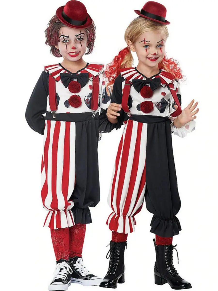 

Новый детский костюм для выступления на Хэллоуин, забавный наряд клоуна, женская и мужская странная этническая сценическая одежда