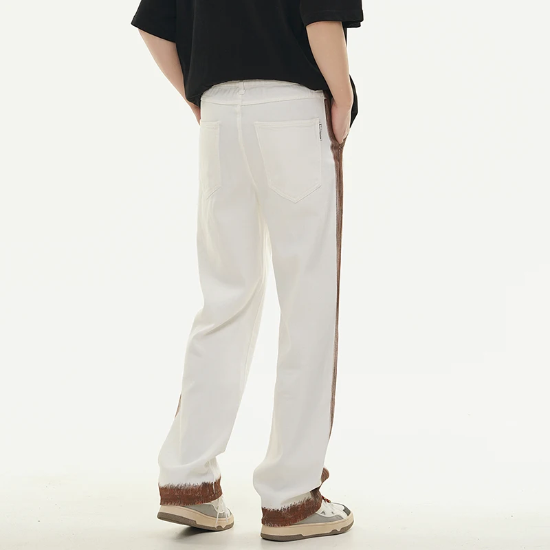 Striped Design Loose Jeans Men's Loose Straight Draping Wide-Leg Trendy Hip Hop Personality Retro Street Casual Trousers