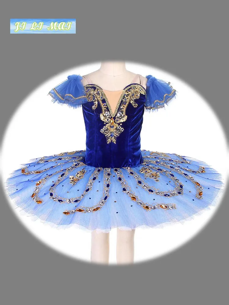 Ballet tutu dress Blue Bird Variations Professional custom pompous dress competition performance blue  adult tutu