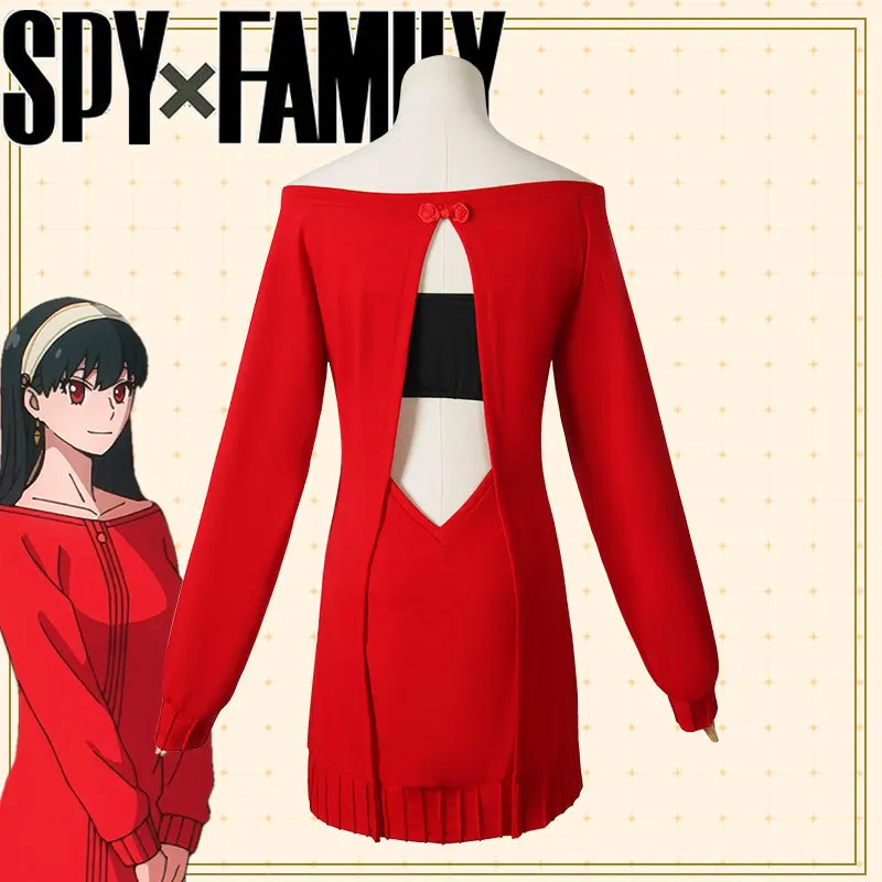 Yor Forger Sexy Backless Red Sweater Costume For Anime Red Home wear Female Daily Cosplay