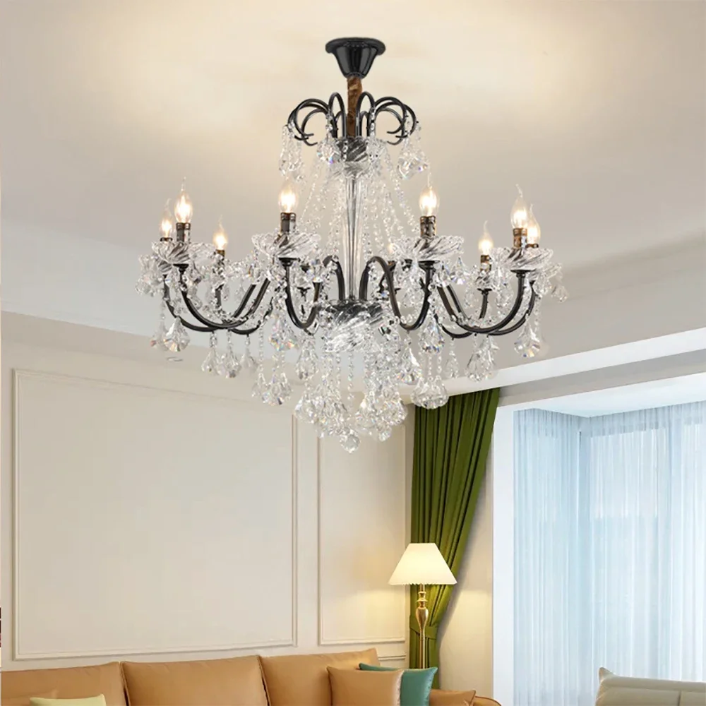 SAMAN French Luxury Crystal Pendent Lamp European Living Room Restaurant Bedroom Villa Hotel Duplex Staircase LED Chandelier