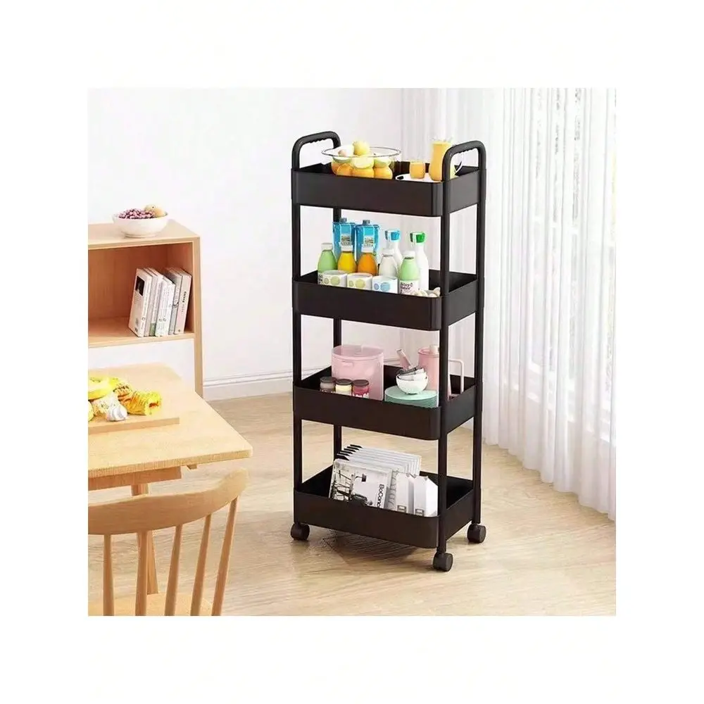 

4 5 Tier Rolling Storage Cart, Made Of Thickened Tubing, High Load Bearing Capacity, MultiLayer Shelves, Suitable For Kitchen,
