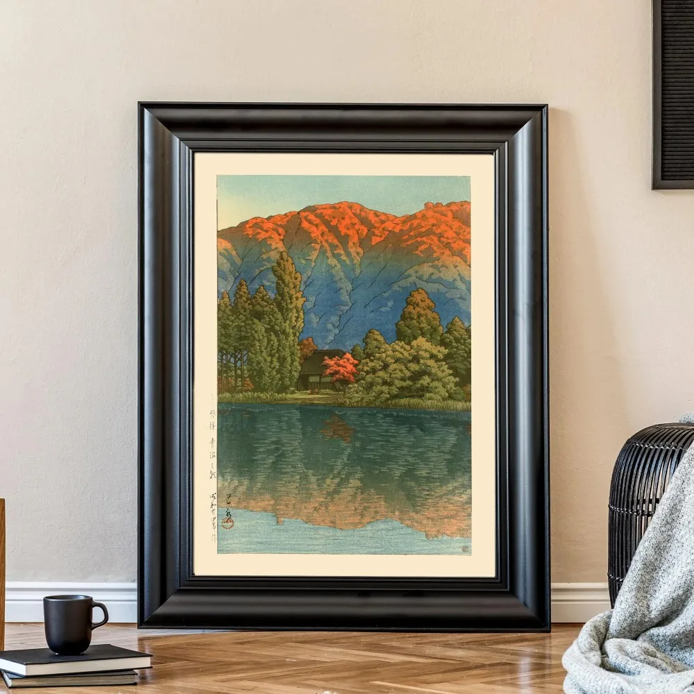 1 قطعة بدون إطار، ملصق ياباني، فن الخشب، البحر الصباحي في Shiribeshi بواسطة Kawase Hasui، ديكور ياباني، ديكور ملصق المحيط #4