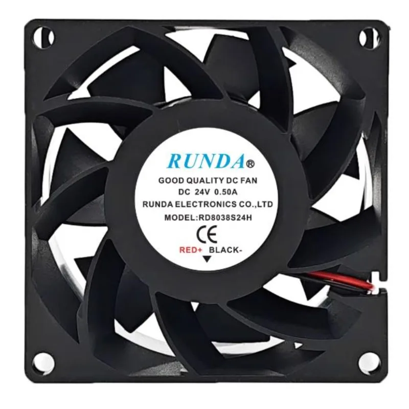 New Cooler Fan for RUNDA RD8038S24H/B24H DC24V 0.50A 8CM Large Air Volume Chassis Cooling Fan