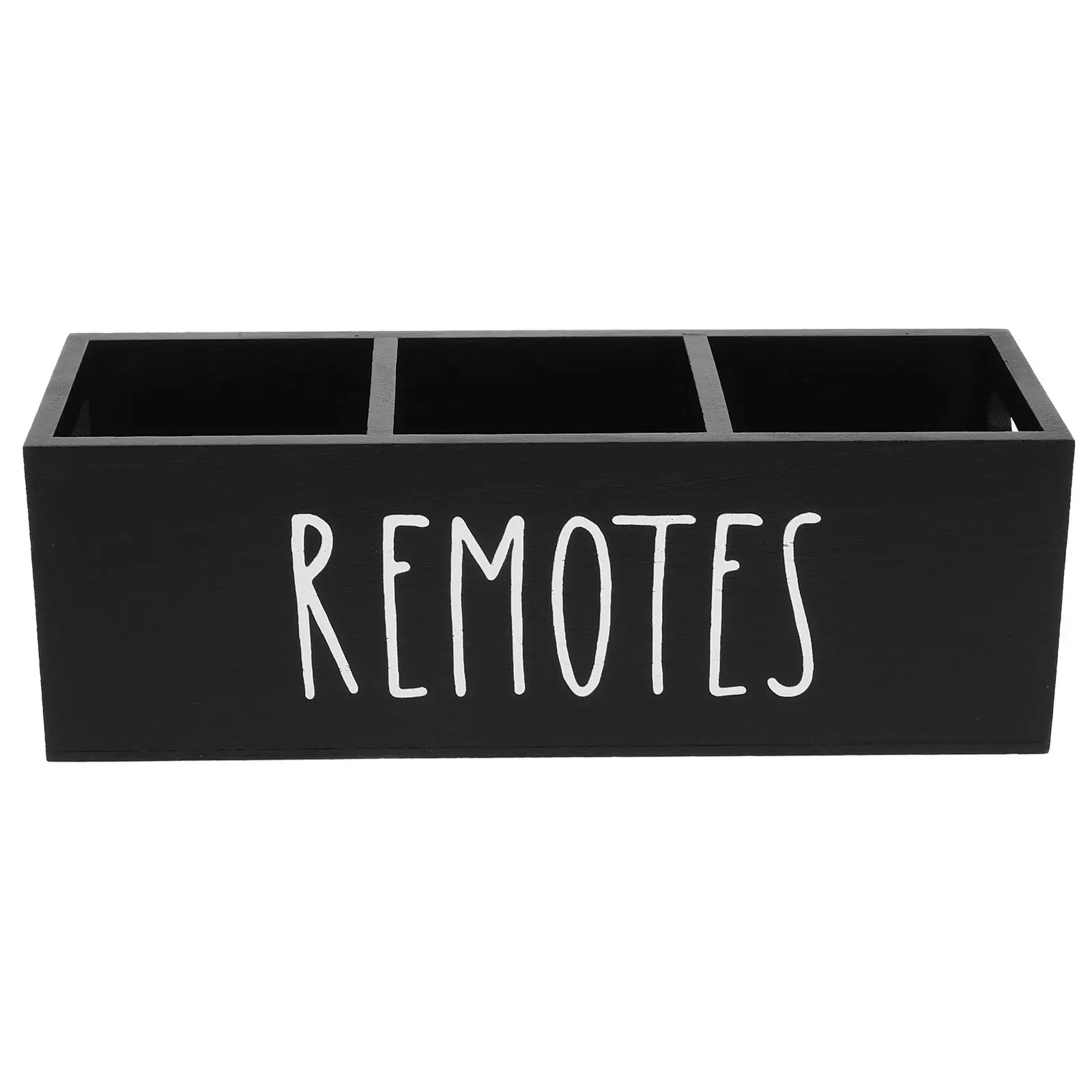 Wooden Desktop Organizer Remote Control Holder 3 Compartments Rustic Farmhouse Storage Box Desk Accessories Stationery Holder