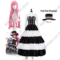Anime Perona Cosplay Costume Thriller Barque Oka Shichibukai Black Evening Dress Wig Adult Woman Sexy Carnival Halloween Suit