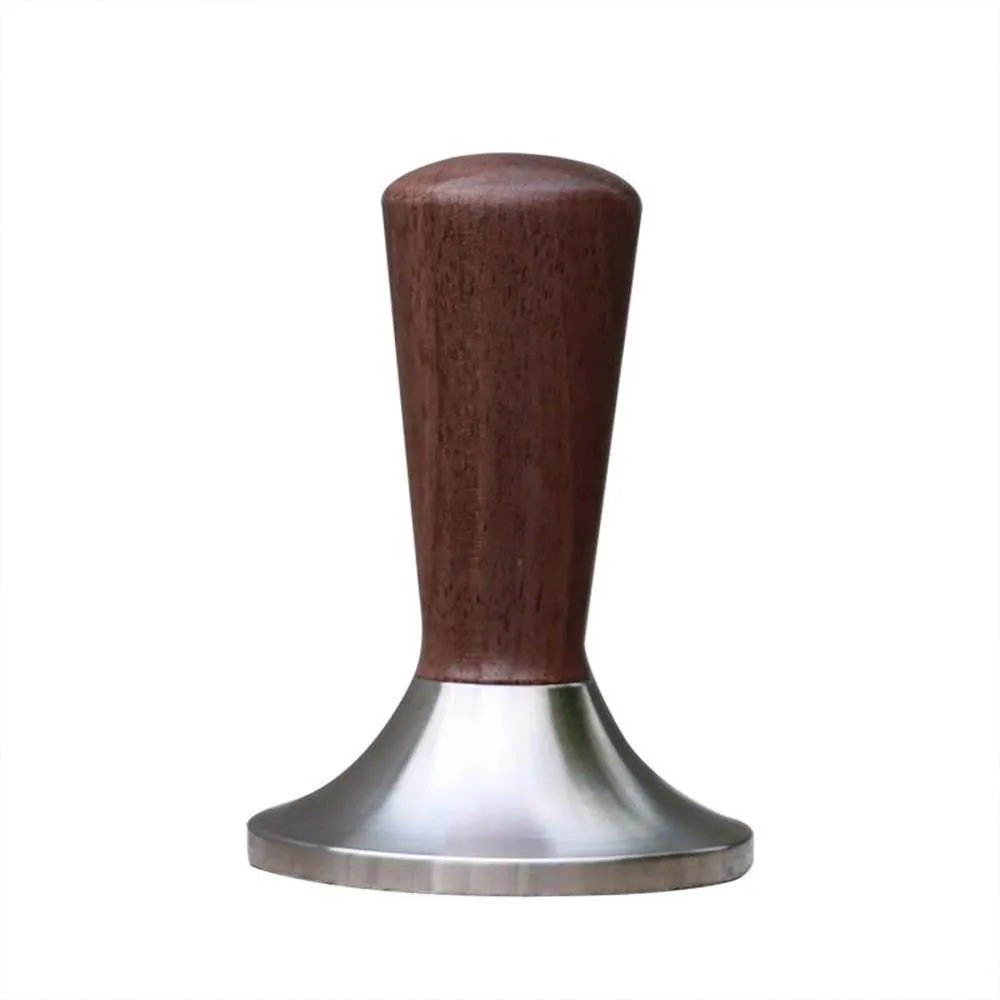 No Stretch Bottom Thread Coffee Tamper Coffee Distributor Tool Walnut Cover Head Espresso Leveler Fits for Portafilter