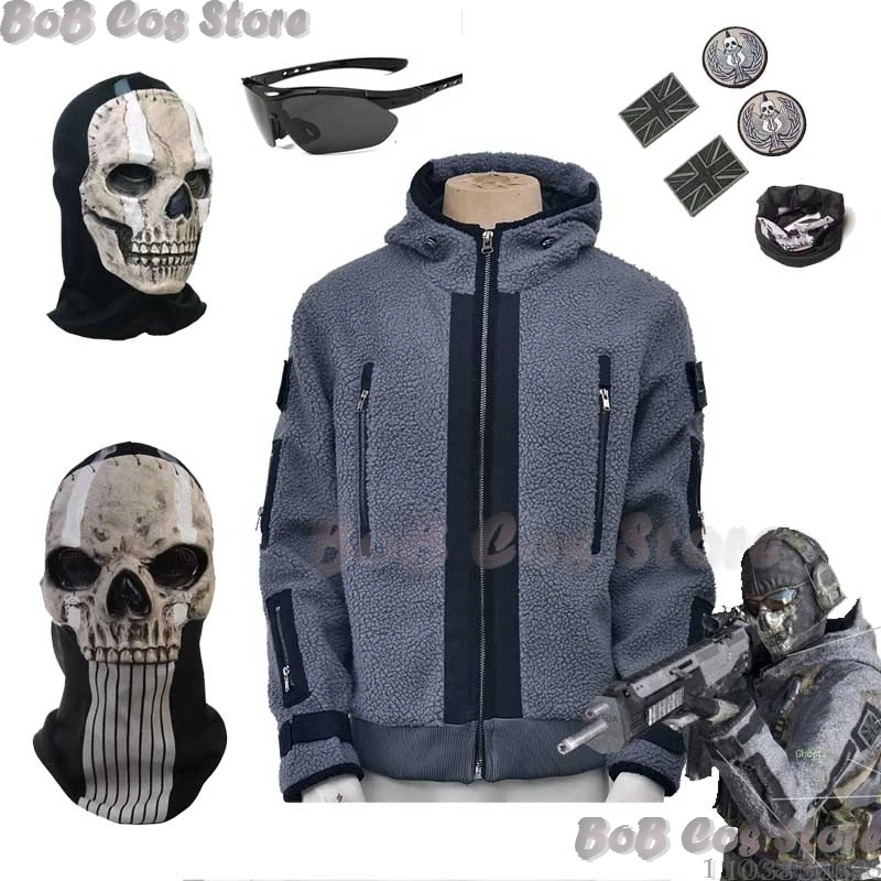 Call of Duty Cosplay Jacket TF141 Team Uniform Ghost Combat Suit Men Hoodies Glasses Halloween Costumes Ghosts Skeletons Masks