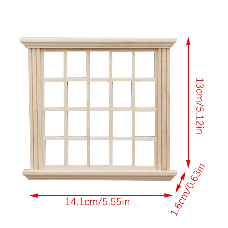 Janela Frame para Dollhouse, Mini Acessórios Móveis, Modelo Quadrado, 20 Painéis, 1:12