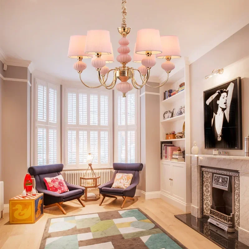 Children's Room Chandelier Girl Princess American Wrought Iron Bedroom Lamp Nordic Boy Blue Personality Creative Lamps