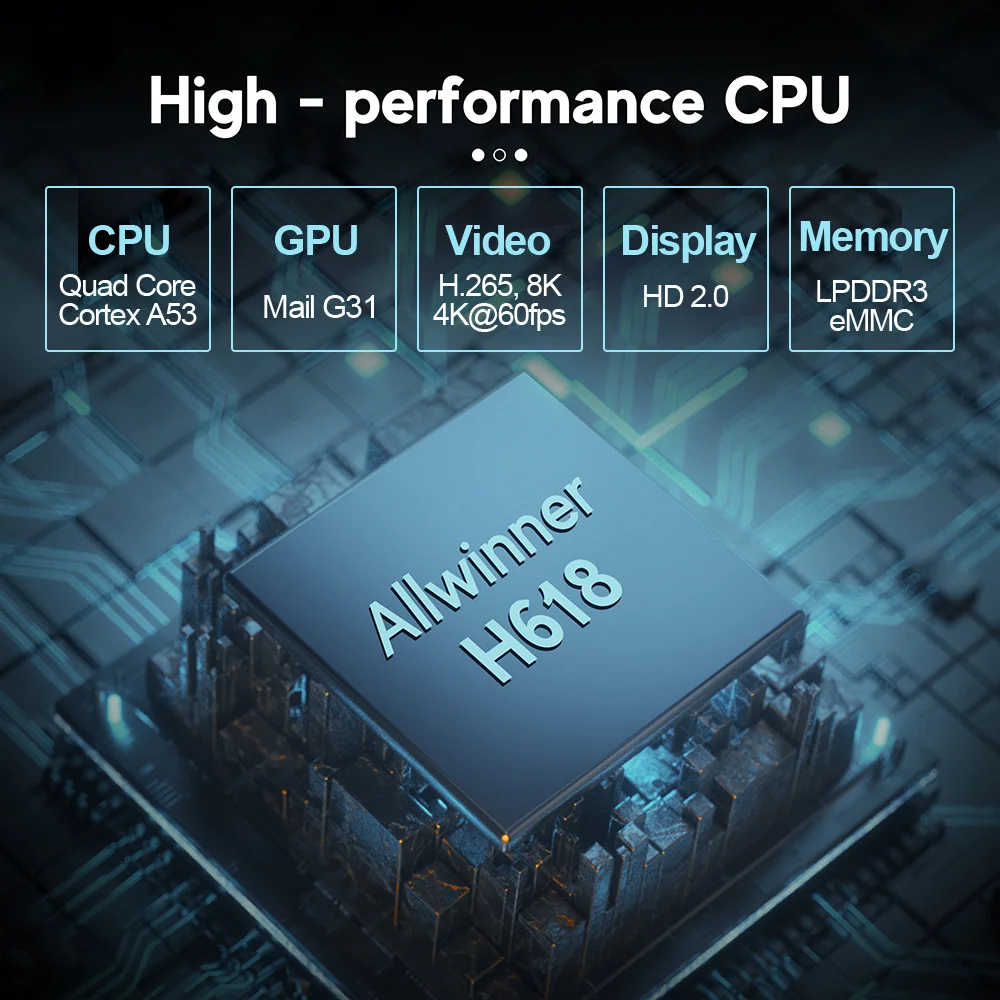 DQ06 ATV جهاز استقبال للتليفزيون الصغير Android12 Allwinner H618 رباعي النواة Cortex A53 يدعم 8K فيديو 4K 60fps Wifi6 BT5.0 بناء في BT Voice Rem