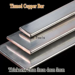 1Pcs Length 500mm T3 Tinned Copper Bar Purple Copper Flat Strip Thickness 2mm 3mm 4mm 5mm Conductive Grounding Plate Busbar