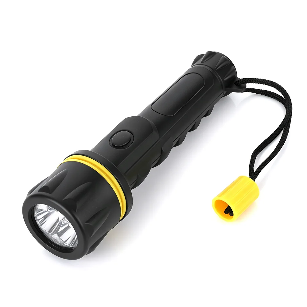 BORUiT LED Bright Strong Light Flashlight 2 AA Battery Powered Portable Torch Work Light Waterproof Fishing Camping Hiking Light