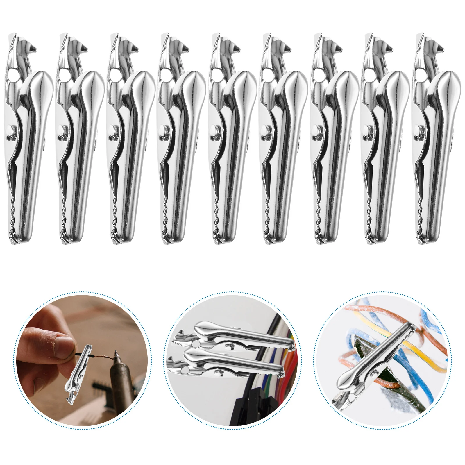 

40 Pcs Electric Test Clip Clamps Metal Wire Mount Clips Silver Convenient Awning Tarp