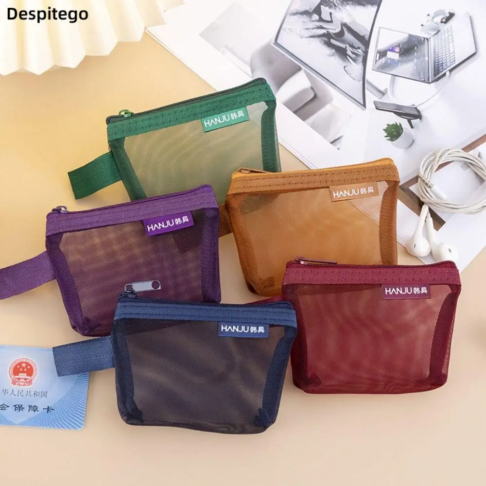 Change Storage Bag Clear Mesh Bag Coin Money Bags Lipstick Cosmetic Bag Mini Coin Purse Sanitary Napkin Storage Bag