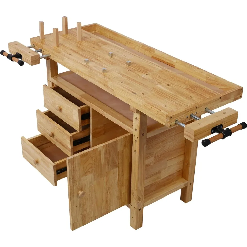 

50-Inch Wooden Workbench – Durable Wood Workbench for Garage, Workshop, and Home