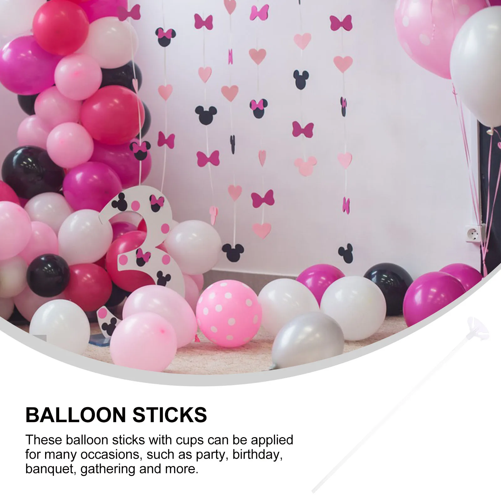 

100pcs Plastic Balloon Holder Sturdy Stick Reusable Diy Party Wedding Stand Smooth Base For Table Decor Centerpiece