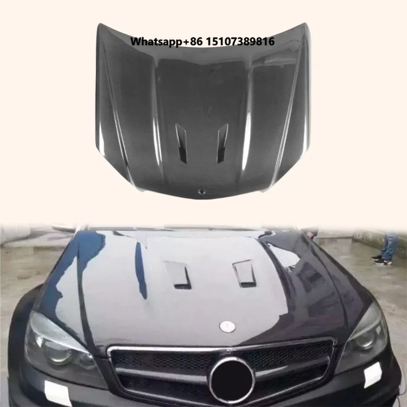For W204 Real C63 Prefacelift 07-11 Carbon BK Style Front Hood