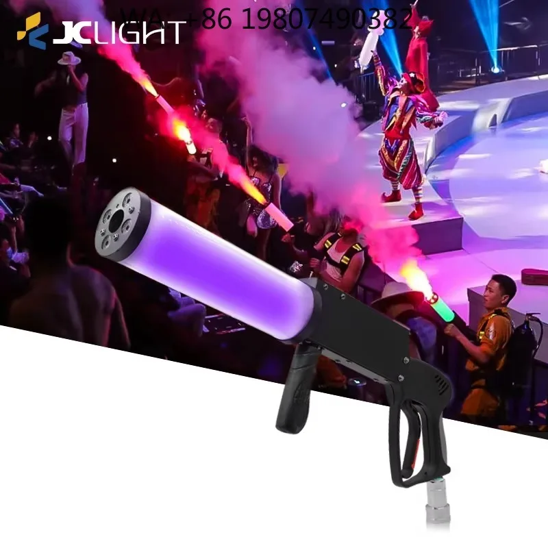 Gatling Handheld RGB LED CO2 Jet Cannon DMX Controlled Air Column Smoke Blaster for DJ Wedding Stage Special FX Gear