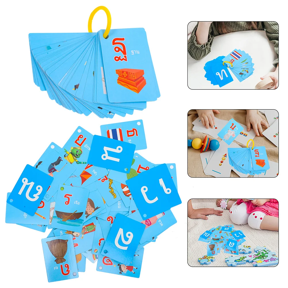 45Pcs Thai Flash Cards Vocabulary Builder for Toddlers Preschool Educational Games Learning Materials Educational Games