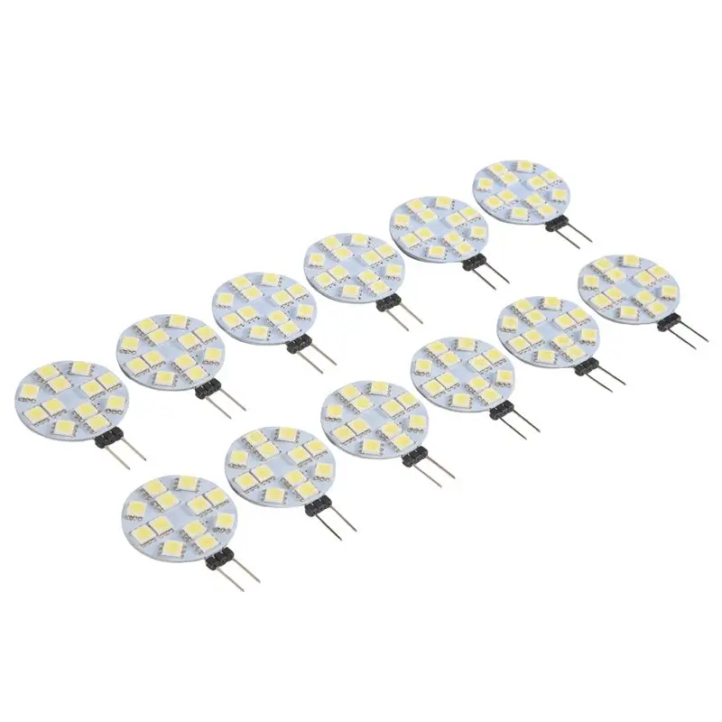 ABKW-12PCS G4 Puck Lights LED Bulbs Side Pin Base Round G4 5050 12SMD LED RV Camper Light Home Reading Light