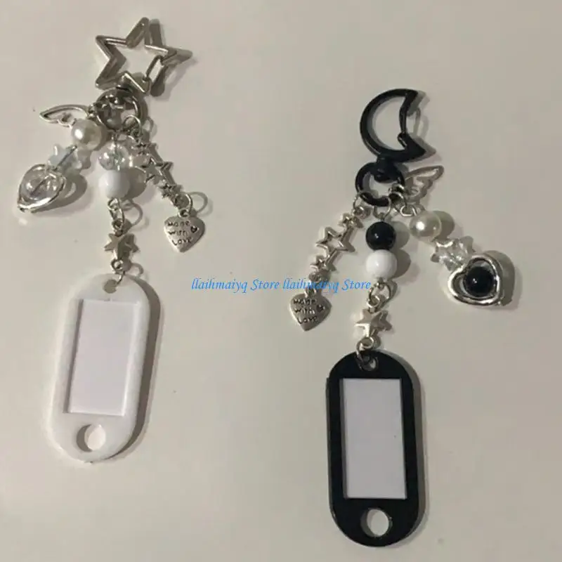 

573B Eye Catching Chain Pendant Star/Moon Rings Ornament for Phone