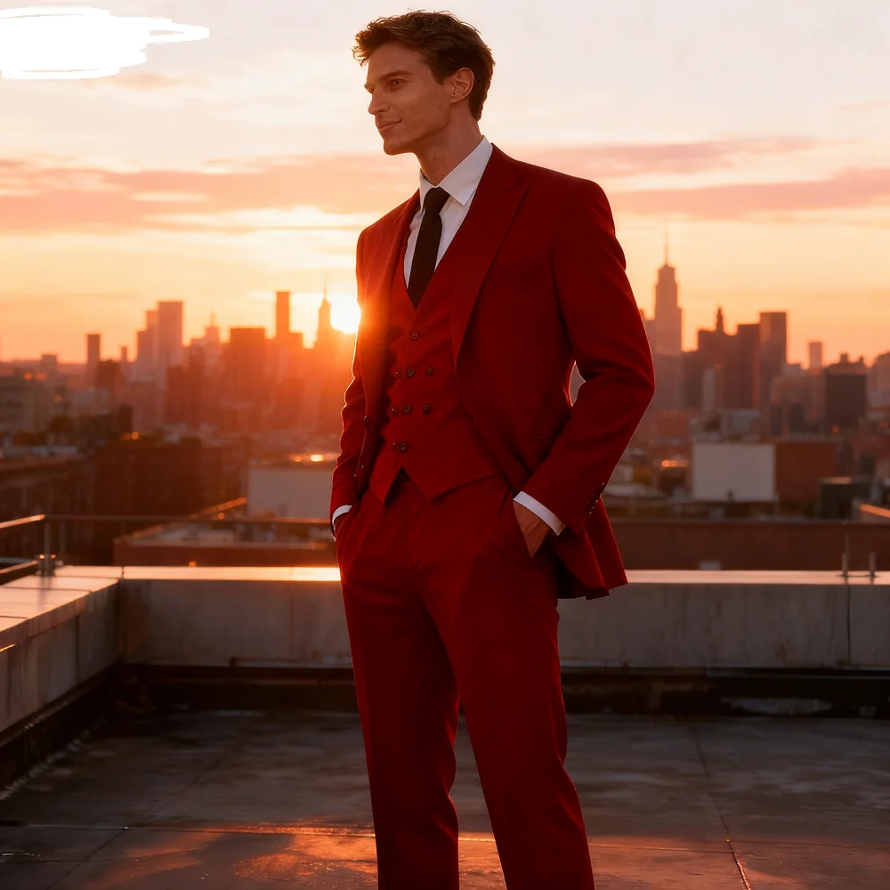 

Customizable Double-breasted Formal Men's Suit with Pointed Lapel Slim Fit Wedding Blazer Smoking Jacket for Special Occasions