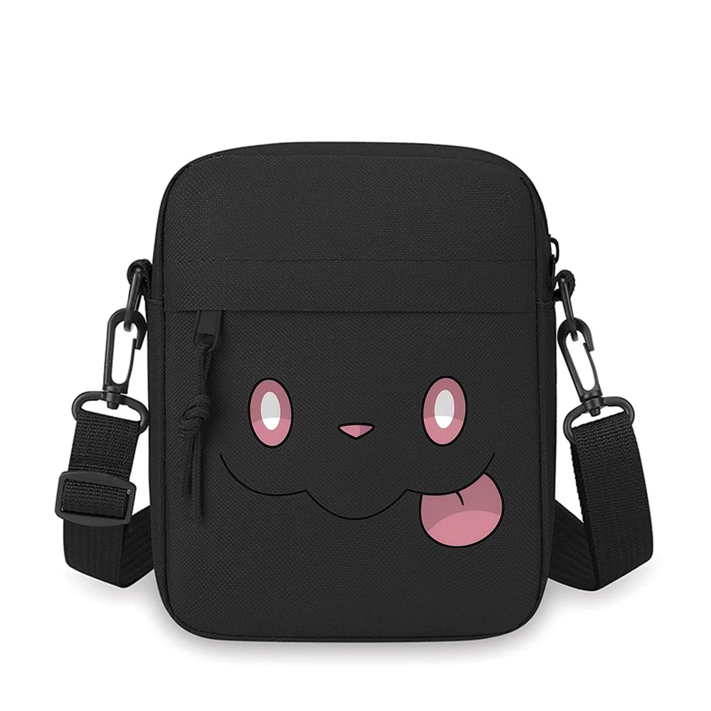 Pink eyes mouth black shape tongue Men Crossbody Bag Single Shoulder Women Cartoon Anime Film Printing Design Unisex