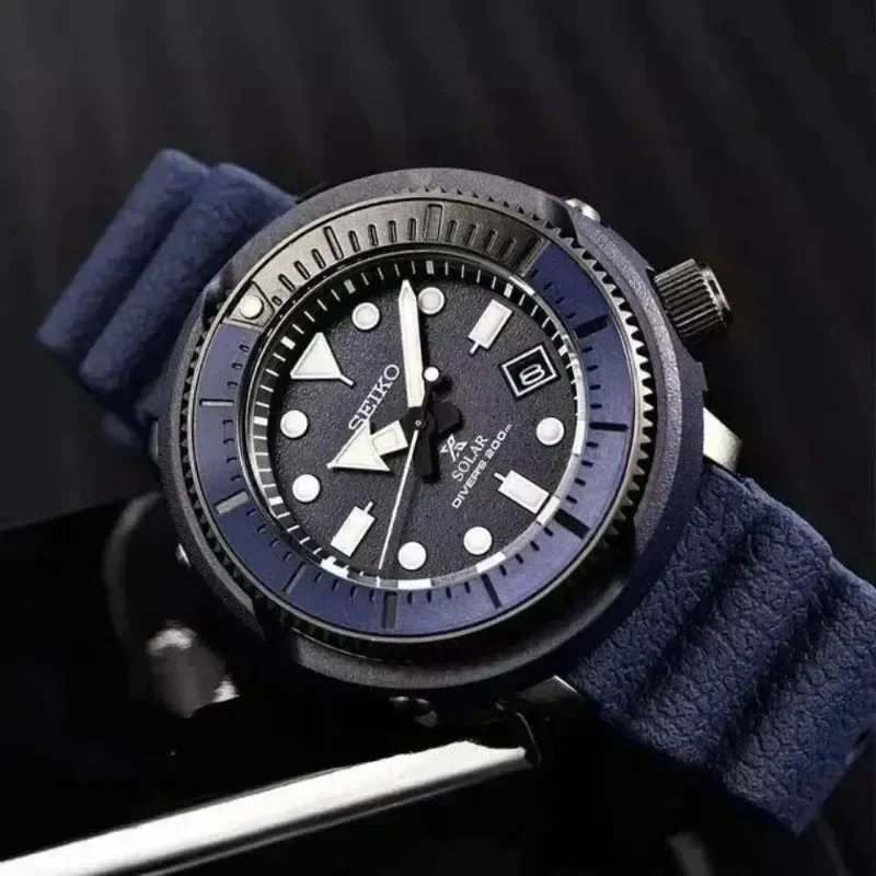 Original SEIKO Quartz Men\'s Watch PROSPEX Luminous Circular Dial Sports Can Diving Watch Silicone Strap SNE537 Wristcatches