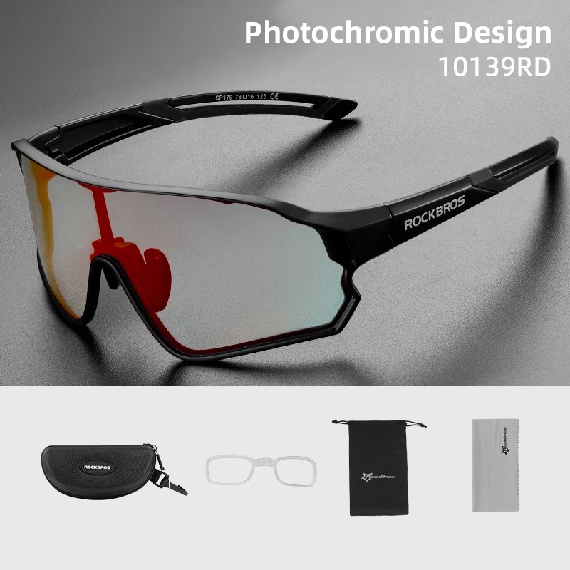 ROCKBROS Photochrome Fahrradbrille UV400 Sonnenbrille Outdoor Sport Fahrradbrille MTB Racing Leichte flexible Schutzbrille 7