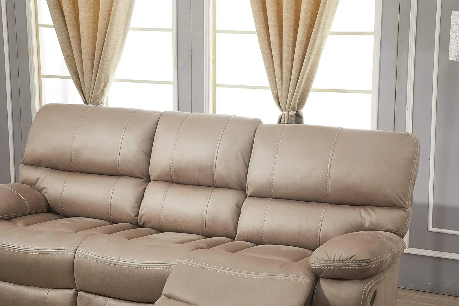 Microfiber Reclining Sofa Couch Set Living Room Enjoy The Ultimate Comfort and Relaxation Split Back Design