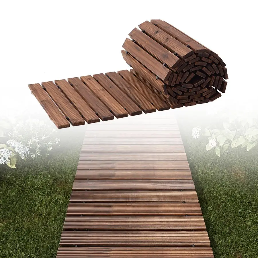 

Straight Wooden Garden Pathway Walkway Outdoor Roll Out Decorative Garden NonSlip Patio Path Decorative Boardwalk Outdoor Road F