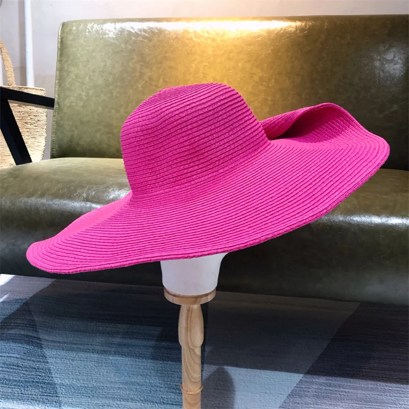 

25cm straw hat rose red wholesale sun hat ultra-thin breathable summer bucket hat sun hat straw hat travel men and women