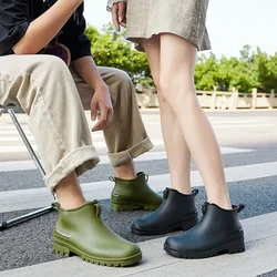 Rain Shoes Men's Non-slip ，Waterproof Shoes Outdoor Fashion Wear-resistant Plastic Shoes Winter Cotton Warm Short Rain Boots Men