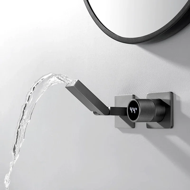 Rubinetto moderno a cascata caldo e freddo in ottone Miscelatore a parete a 2 fori
